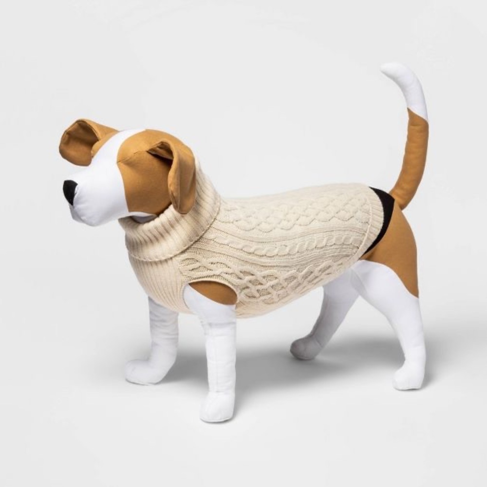 Boots & Barkley Dog or Cat Sweater Pet Apparel Beige Up to 40 lbs Size Medium - Picture 2 of 9
